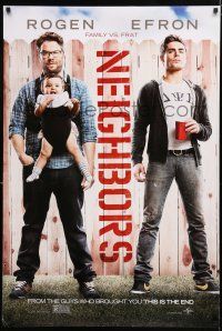 8j552 NEIGHBORS teaser DS 1sh '14 Zac Efron w/red Solo cup, Seth Rogan & baby!