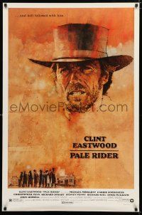 8j574 PALE RIDER 1sh '85 great artwork of cowboy Clint Eastwood by C. Michael Dudash!