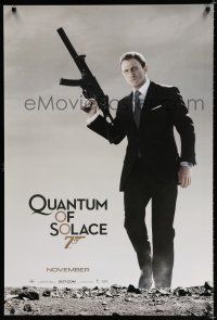 8j606 QUANTUM OF SOLACE teaser DS 1sh '08 Daniel Craig as Bond with H&K submachine gun!