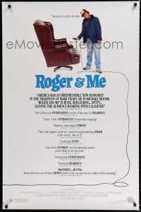 8j635 ROGER & ME 1sh '89 1st Michael Moore documentary, about General Motors CEO Roger Smith!