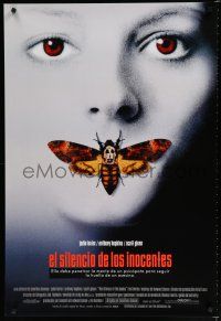 8j666 SILENCE OF THE LAMBS Spanish/U.S. 1sh '90 great image of Jodie Foster w/moth over mouth!
