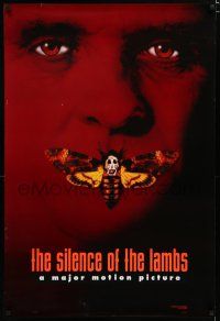 8j667 SILENCE OF THE LAMBS style B teaser DS 1sh '90 creepy Anthony Hopkins with moth over mouth!
