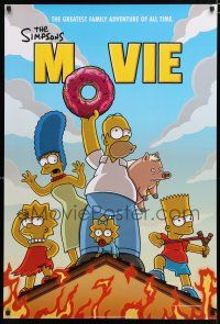 8j669 SIMPSONS MOVIE style C int'l DS 1sh '07 classic Groening art of Homer Simpson w/family!