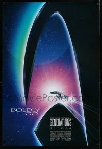 8j719 STAR TREK: GENERATIONS advance 1sh '94 cool sci-fi art of the Enterprise, Boldly Go!