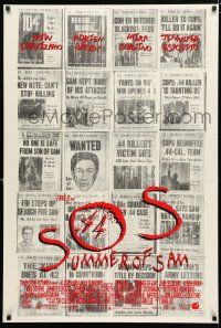 8j731 SUMMER OF SAM DS 1sh '99 Spike Lee, cool image of multiple newspaper murder articles!