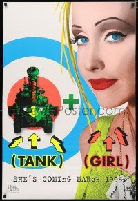 8j744 TANK GIRL blacklight teaser 1sh '95 wacky Lori Petty w/bullseye pop-art image!