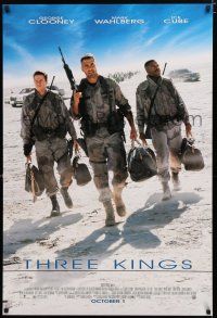 8j754 THREE KINGS advance DS 1sh '99 George Clooney, Mark Wahlberg, & Ice Cube in the Gulf War!