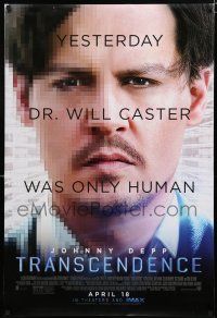 8j767 TRANSCENDENCE advance DS 1sh '14 Kate Mara, yesterday Johnny Depp was only human