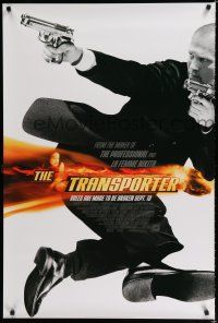 8j774 TRANSPORTER int'l style A advance DS 1sh '02 cool action image of Jason Stratham w/two guns!