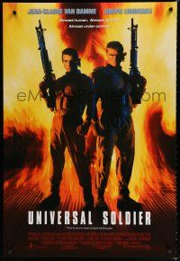 8j798 UNIVERSAL SOLDIER int'l DS 1sh '92 full-length Jean-Claude Van Damme & Dolph Lundgren!