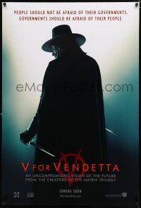 8j800 V FOR VENDETTA teaser DS 1sh '05 Wachowski Bros, cool silhouette of Hugo Weaving!