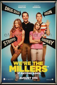 8j825 WE'RE THE MILLERS teaser DS 1sh '13 Jennifer Aniston, Jason Sudeikis, Emma Roberts & Poulter!