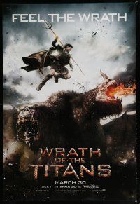 8j840 WRATH OF THE TITANS teaser DS 1sh '12 image of Sam Worthington vs enormous titan!