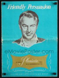 8k480 FRIENDLY PERSUASION pressbook '56 Gary Cooper in a movie that will pleasure you in 100 ways!
