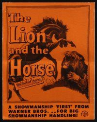 8k582 LION & THE HORSE pressbook '52 cool artwork of wild beast vs stallion!