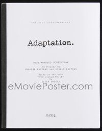 8k020 ADAPTATION script '02 screenplay by Charlie & Donald Kaufman, sent to Academy member!