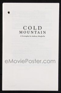 8k073 COLD MOUNTAIN 5.5x8.5 script '03 screenplay by director Anthony Minghella!