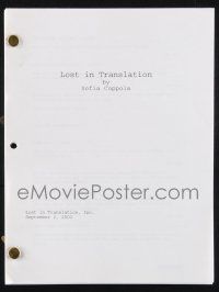 8k169 LOST IN TRANSLATION script September 2, 2002, screenplay by Sofia Coppola!