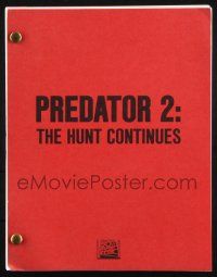 8k219 PREDATOR 2 first draft script Oct 6, 1989 screenplay by Jim & John Thomas, The Hunt Continues!