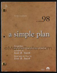 8k242 SIMPLE PLAN script '98 screenplay by Scott B. Smith, sent to Academy member!