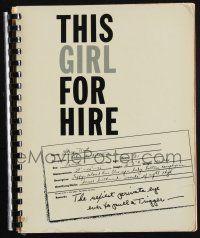 8k267 THIS GIRL FOR HIRE revised draft script '60s screenplay by G.G. Fickling, with Honey West!