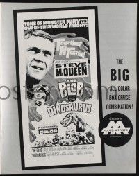 8k346 BLOB/DINOSAURUS pressbook '64 great close up of Steve McQueen, plus art of T-Rex w/girl!