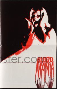 8k350 BLOOD MANIA pressbook '70 really wild horror artwork, it rips the screams out of your throat!