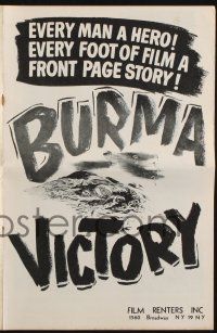 8k362 BURMA VICTORY pressbook '45 Roy Boulting directed documentary, WWII behind the lines!