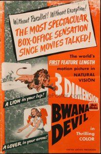 8k367 BWANA DEVIL pressbook '53 a lion in your lap, a lover in your arms, cool images!