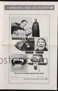 8k435 DRACULA HAS RISEN FROM THE GRAVE pressbook '69 Hammer, Christopher Lee as the vampire!