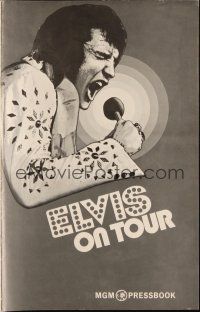 8k439 ELVIS ON TOUR pressbook '72 classic artwork of Elvis Presley singing into microphone!