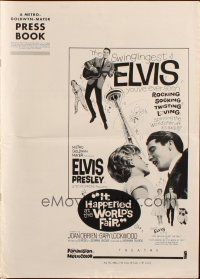 8k552 IT HAPPENED AT THE WORLD'S FAIR pressbook '63 Elvis swings higher than the Space Needle!
