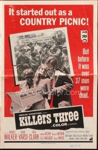 8k565 KILLERS THREE pressbook '68 Robert Walker, Diane Varsi, AIP, country picnic gone bad!