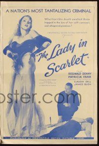 8k574 LADY IN SCARLET pressbook '35 Reginald Denny, artwork of sexy Patricia Farr!