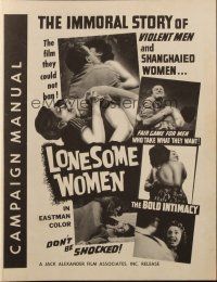 8k588 LONESOME WOMEN pressbook '59 the immoral story of violent men & shanghaied women!