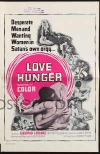 8k592 LOVE HUNGER pressbook '65 desperate men & wanting women in Satan's own orgy!