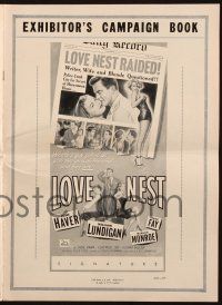8k593 LOVE NEST pressbook '51 William Lundigan stands between sexy Marilyn Monroe & June Haver!