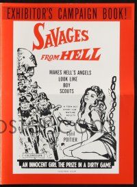 8k706 SAVAGES FROM HELL pressbook R75 these bikers make Hell's Angels look like Boy Scouts!