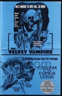 8k710 SCREAM OF THE DEMON LOVER/VELVET VAMPIRE pressbook '70s waiting to love you to death!
