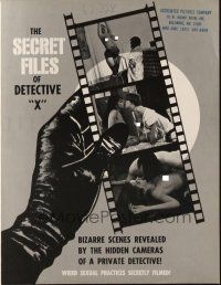 8k715 SECRET FILES OF DETECTIVE X pressbook '68 weird sexual practices filmed by hidden cameras!