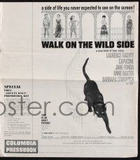 8k821 WALK ON THE WILD SIDE pressbook '62 cool artwork of black cat on stairs & stars on balcony!