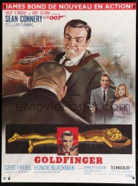 8m857 GOLDFINGER French 1p R80s art of Sean Connery as James Bond 007 by Jean Mascii!