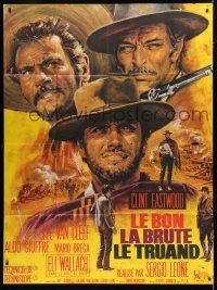 8m858 GOOD, THE BAD & THE UGLY French 1p '68 Clint Eastwood, Leone, Mascii art, rare 1st release!