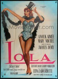8m901 LOLA French 1p '61 Jacques Demy, full-length art of sexy Anouk Aimee by Jean Mascii!