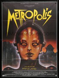 8m907 METROPOLIS French 1p R84 Fritz Lang classic, cool robot artwork by Phillippe!
