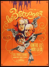 8m923 OUTLAWS IS COMING French 1p '65 The Three Stooges with Curly-Joe, different art by Kerfyser!