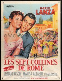 8m957 SEVEN HILLS OF ROME French 1p '58 Roger Soubie art of Mario Lanza & beautiful Marisa Allasio