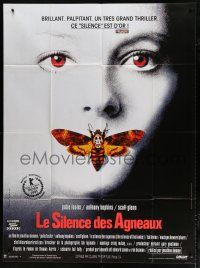 8m960 SILENCE OF THE LAMBS French 1p '90 great image of Jodie Foster with moth over mouth!
