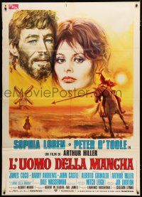 8m628 MAN OF LA MANCHA Italian 1p '72 Peter O'Toole, Sophia Loren, cool different Avelli art!