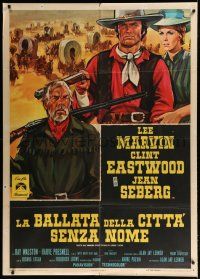 8m645 PAINT YOUR WAGON Italian 1p '70 Colizzi art of Clint Eastwood, Lee Marvin & Jean Seberg!